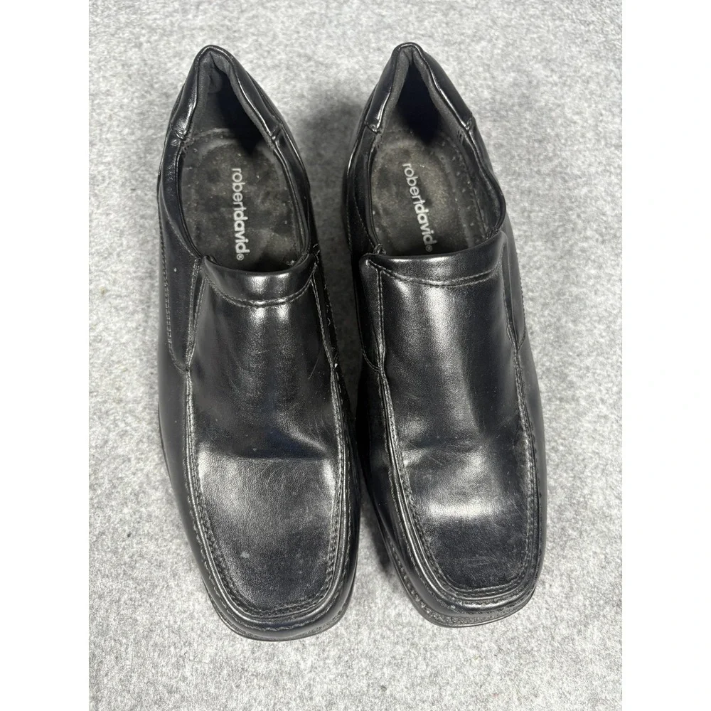 Robert David Lil Tim Dress Shoes 4M Black Slip‎ On Loafers